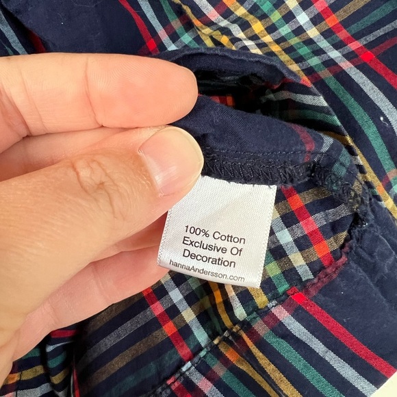 Hanna Andersson Navy & Multicolour Plaid Long Sleeve Dress Girls 3-6 Months Baby - Picture 7 of 7